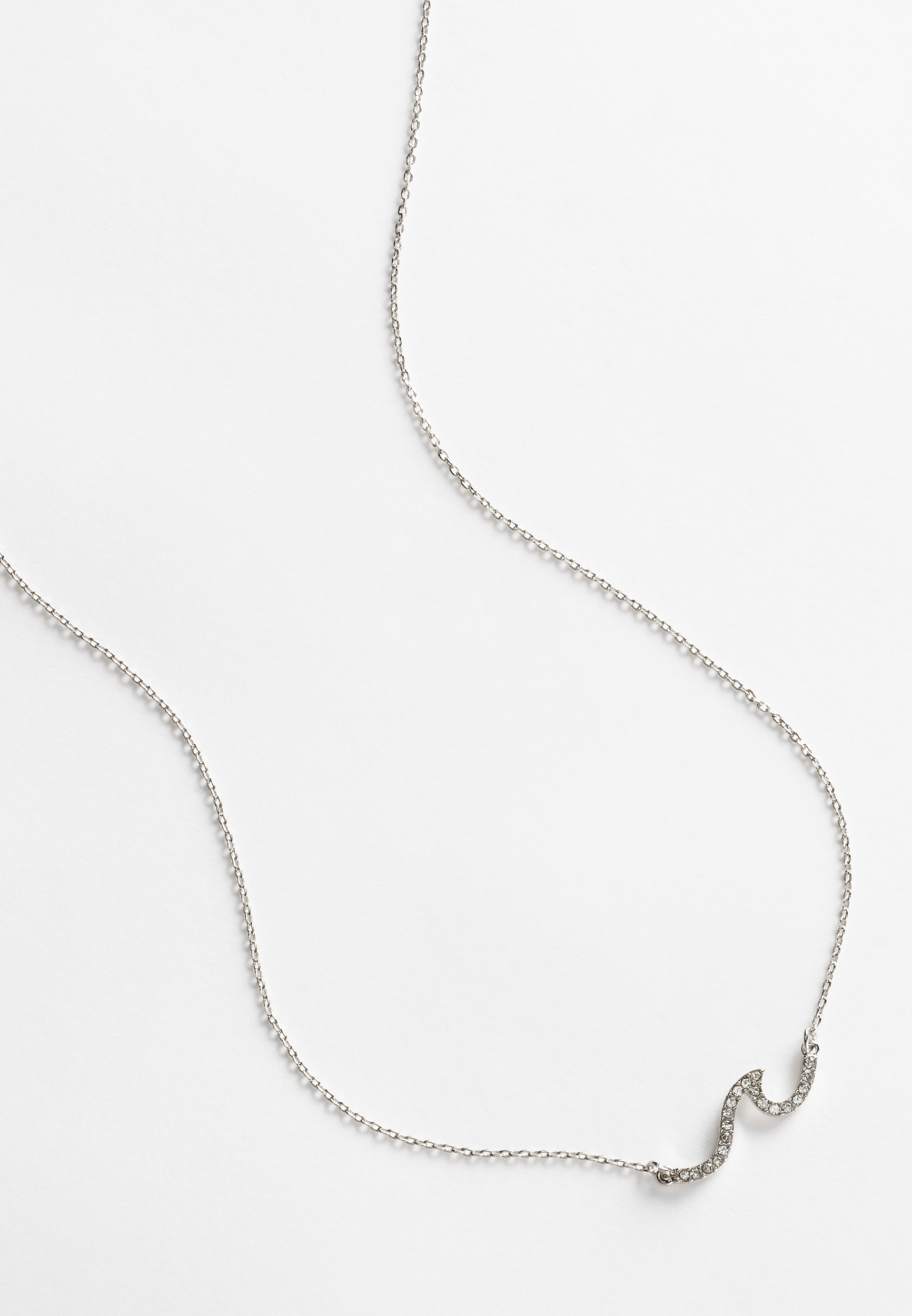 Dainty Silver Wave Necklace, C431, large