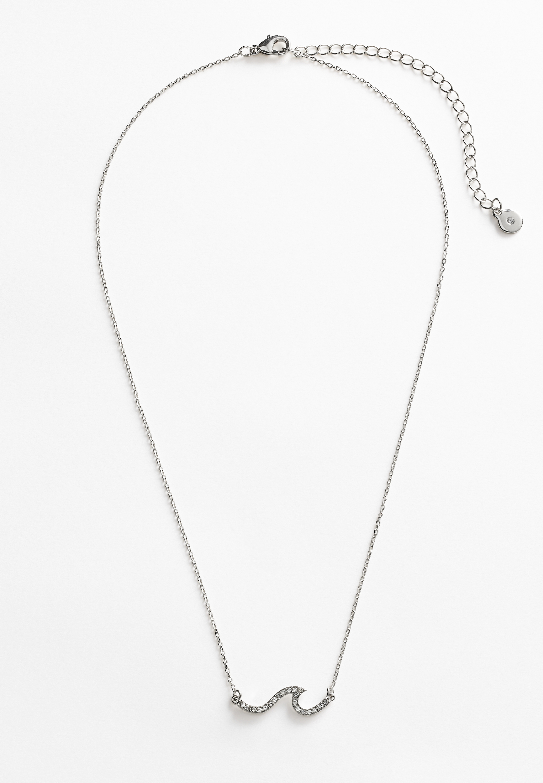 Dainty Silver Wave Necklace, C431, large