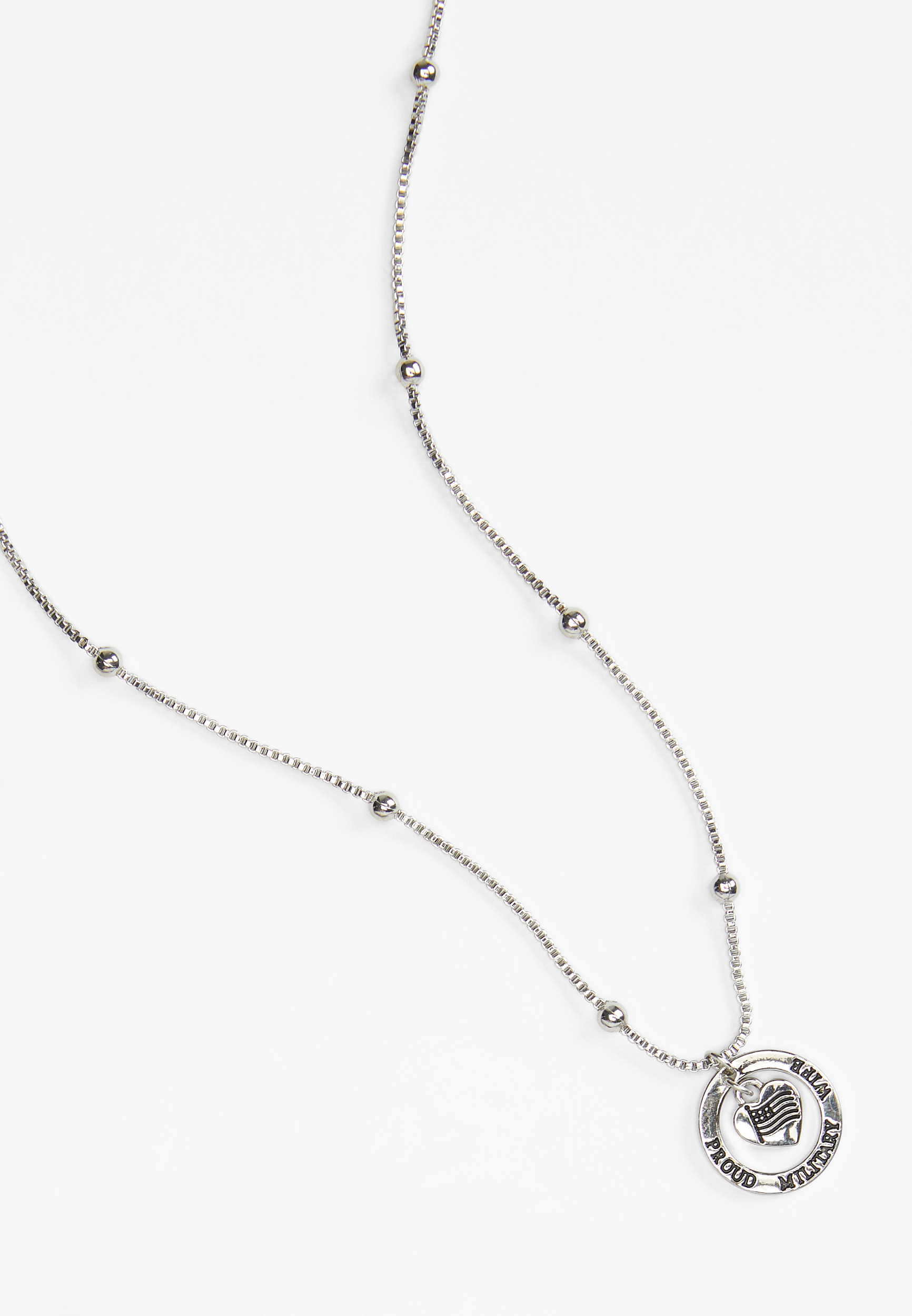 Proud Military Wife Pendant Necklace, SILVER, large