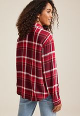 Pucker Plaid Button Up Shirt, C5032, small