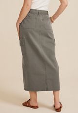 Belted High Rise Utility Maxi Skirt, OLIVE, small