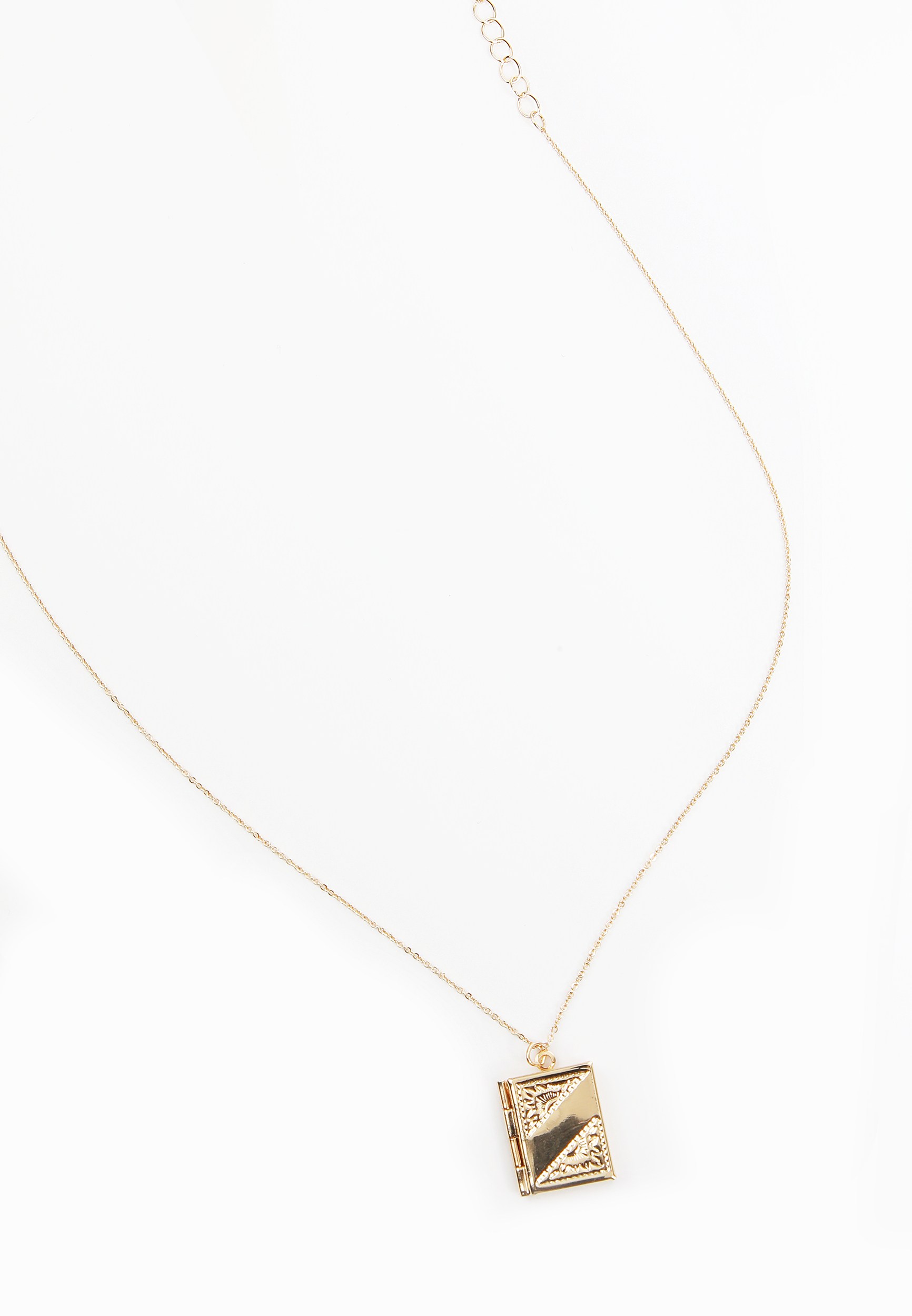 Gold Rectangular Locket Necklace