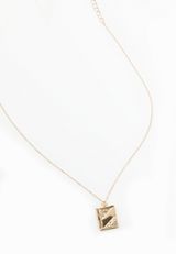 Gold Rectangular Locket Necklace, GOLD, small