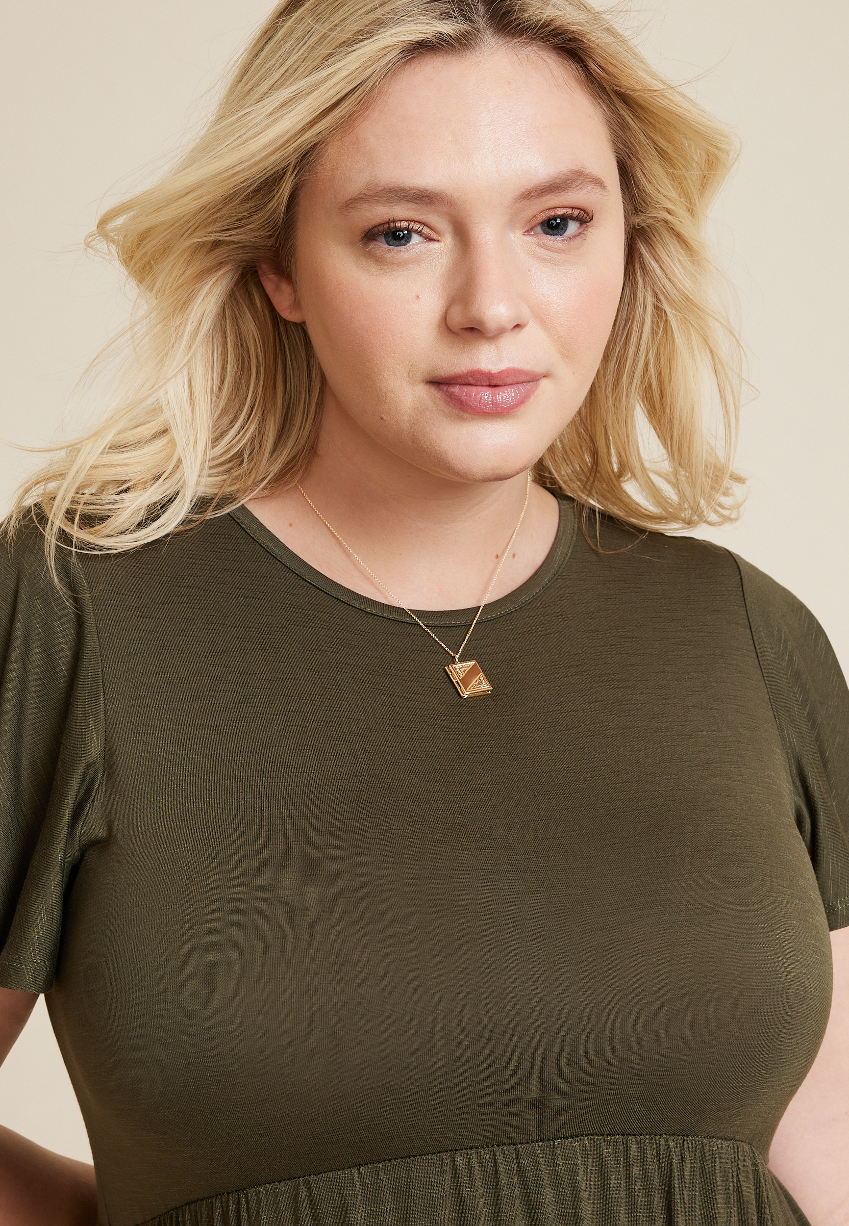 Gold Rectangular Locket Necklace, GOLD, large