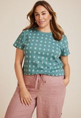 Plus Size 24/7 Dawson Daisy Crew Neck Tee, C3311, small