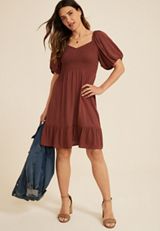 Sweetheart Bubble Short Sleeve Mini Dress, C115, small