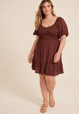 Plus Size Sweetheart Bubble Short Sleeve Mini Dress, C115, small