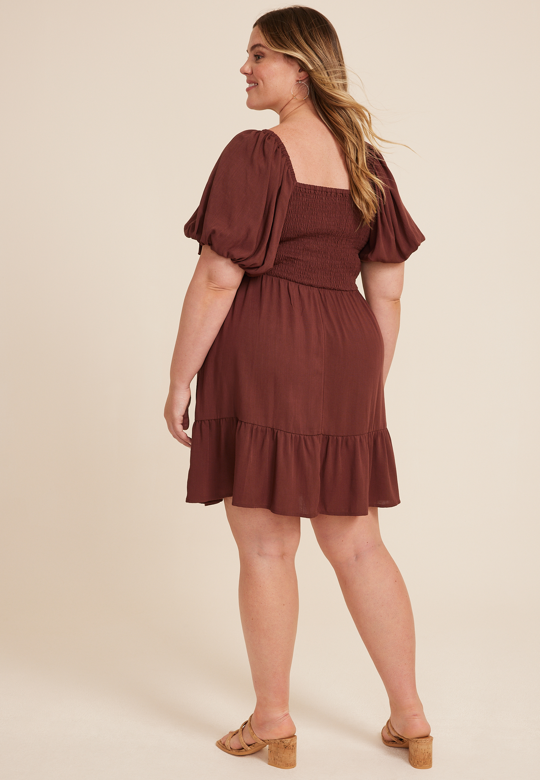 Plus Size Sweetheart Bubble Short Sleeve Mini Dress, C115, large