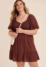 Plus Size Sweetheart Bubble Short Sleeve Mini Dress, C115, small