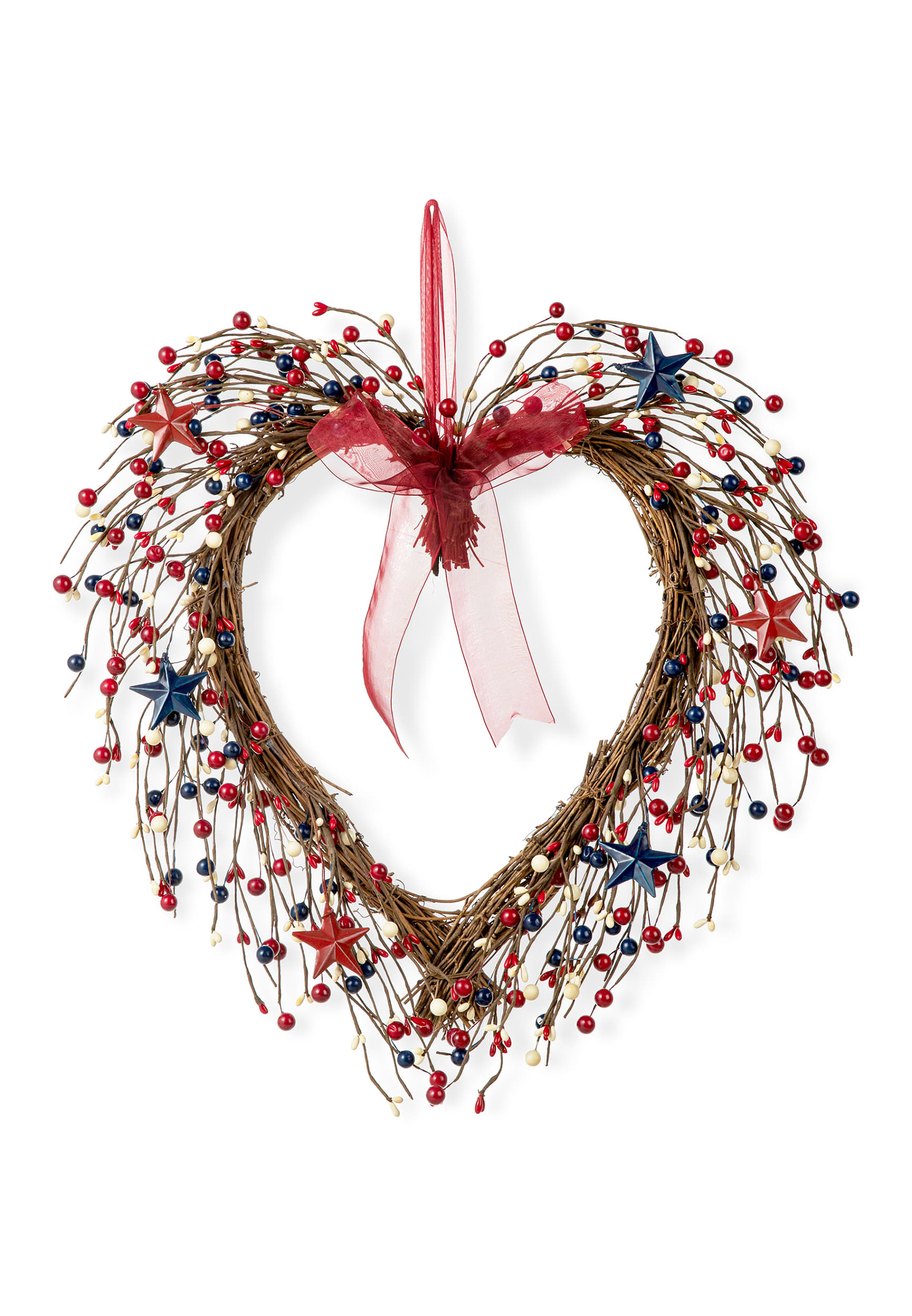 Glitzhome Patriotic And Americana Berry Heart Wreath