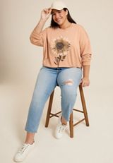 Plus Size Daisy Relaxed Fit Sweatshirt, C9780, small