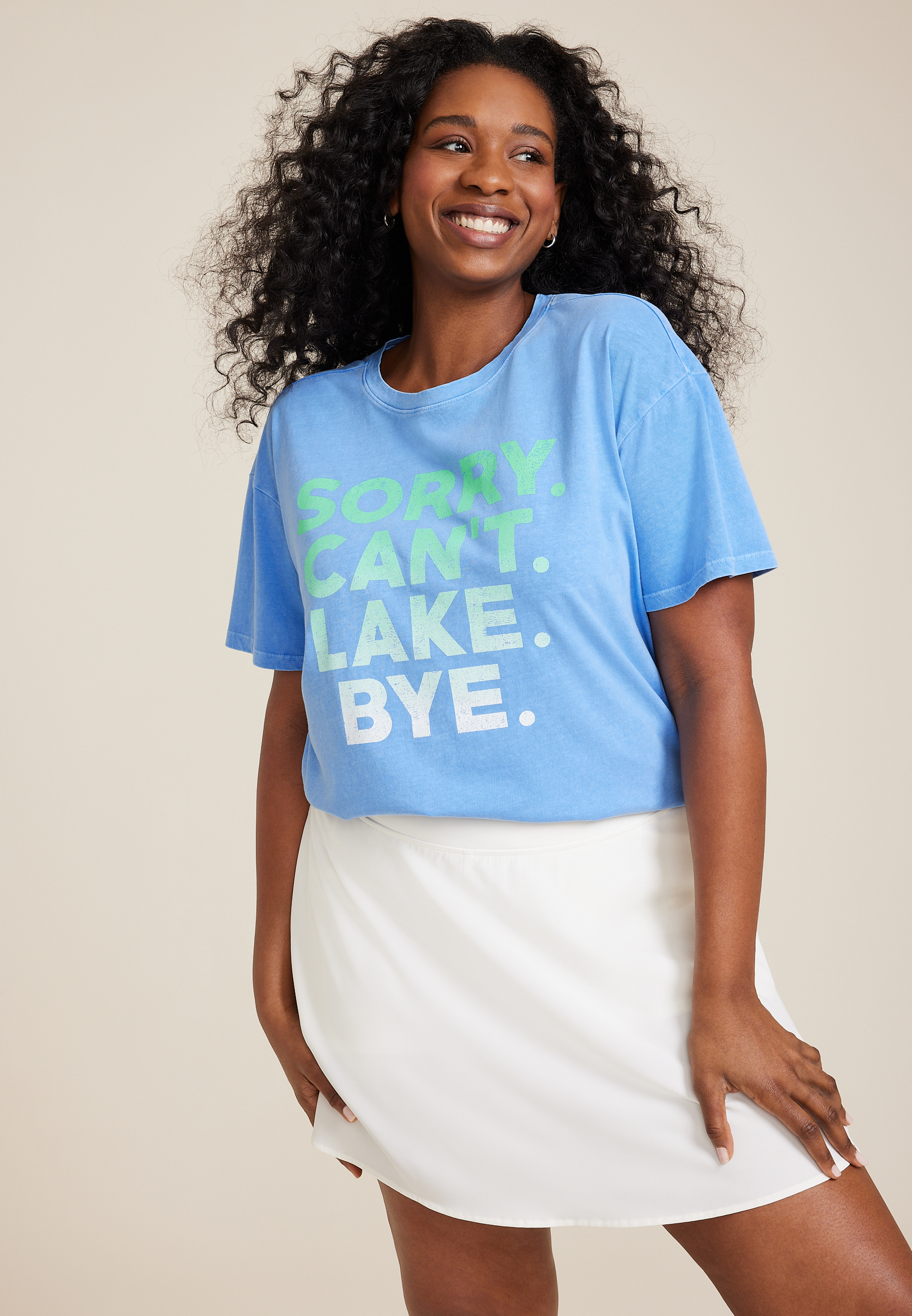 Plus Size Sorry Cant Lake Bye Oversized Fit Graphic Tee