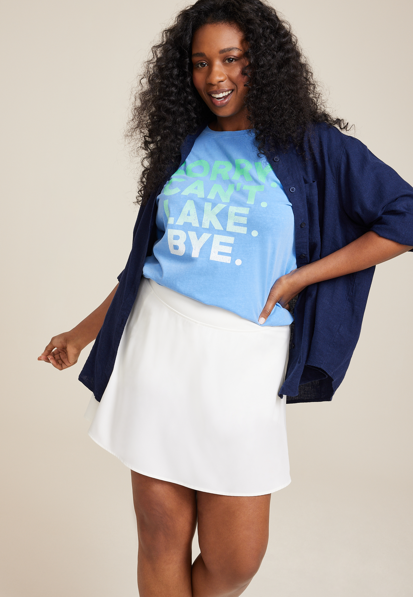 Plus Size Sorry Cant Lake Bye Relaxed Fit Graphic Tee, C9697, large