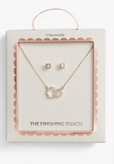 2 Piece Gold Interlock Necklace And Earring Box Set, GOLD, small