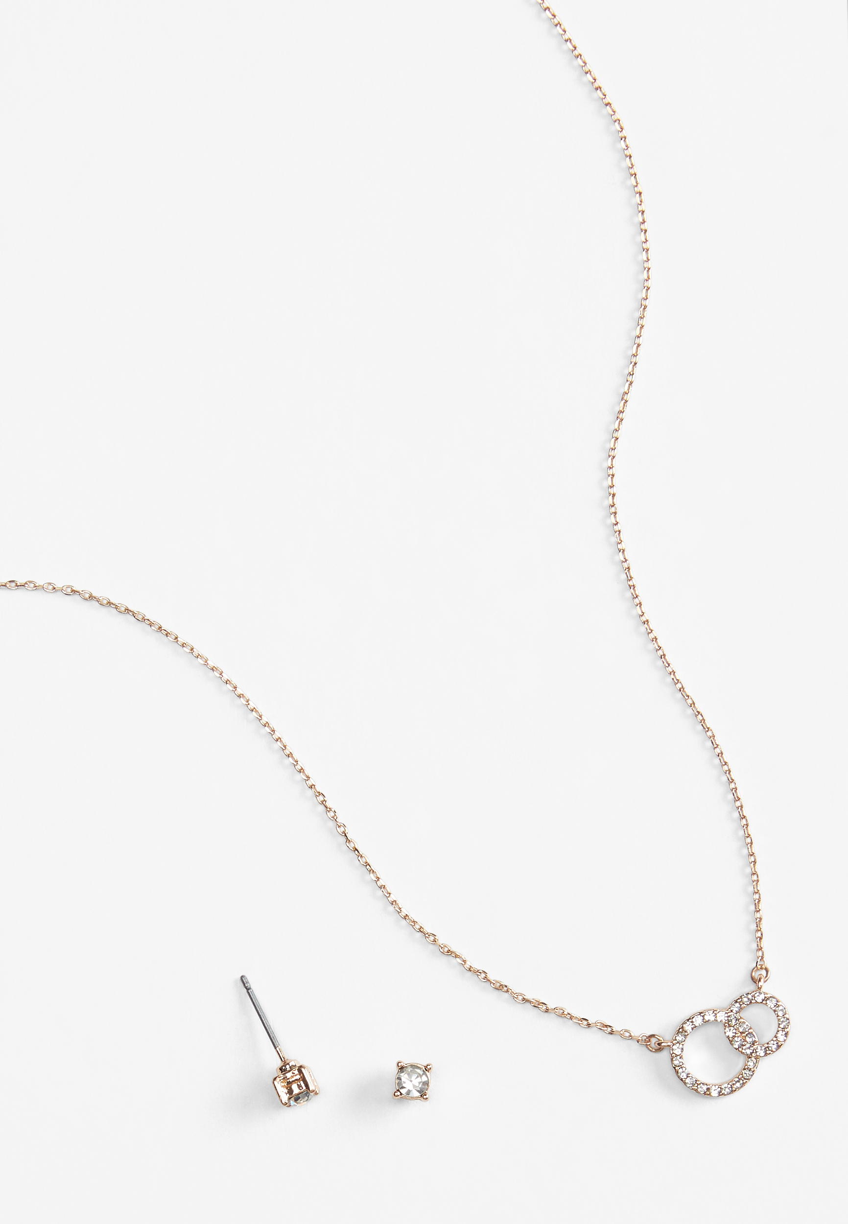 2 Piece Gold Interlock Necklace And Earring Box Set, GOLD, large