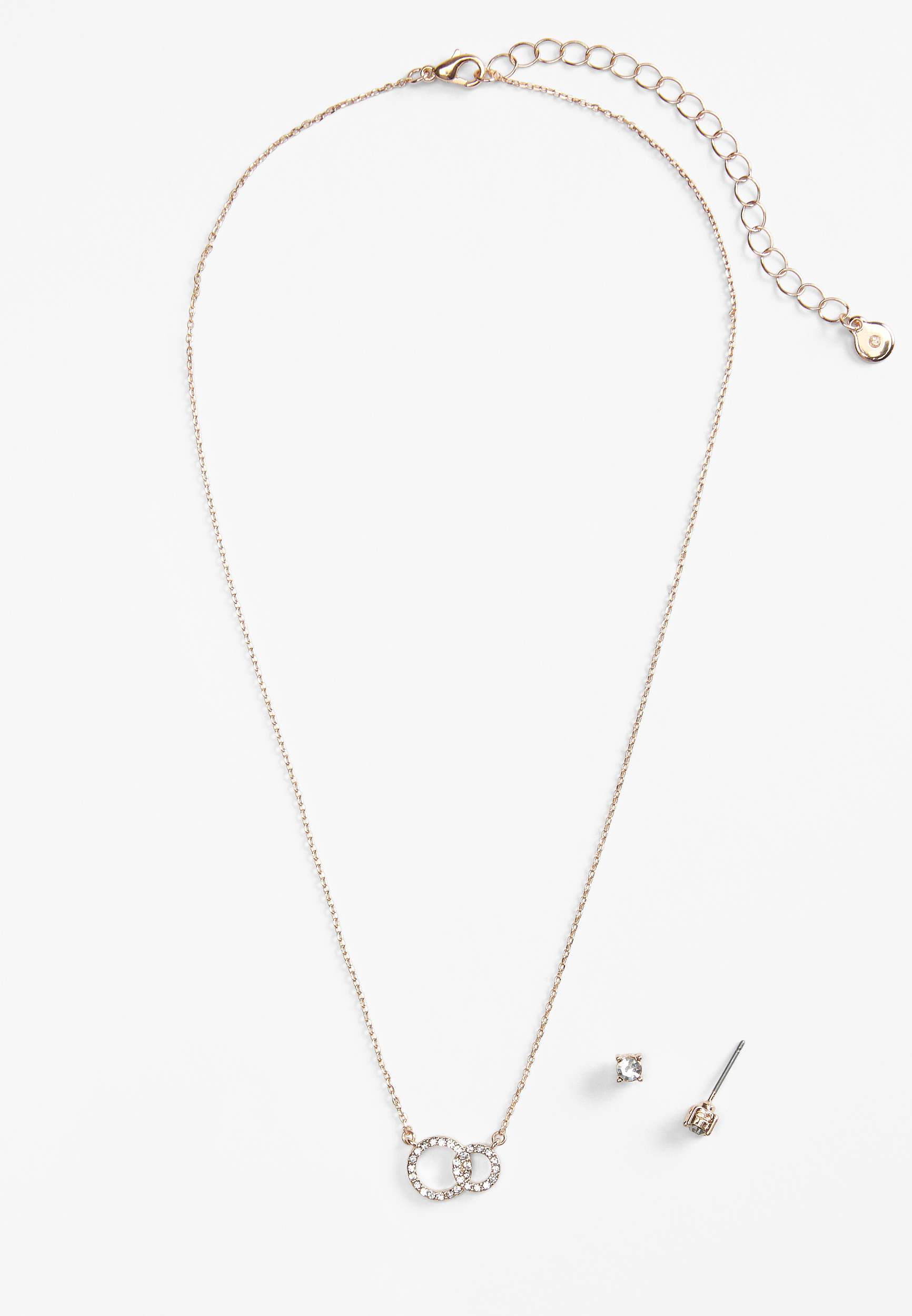 2 Piece Gold Interlock Necklace And Earring Box Set, GOLD, large
