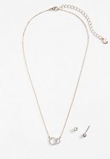 2 Piece Gold Interlock Necklace And Earring Box Set, GOLD, small