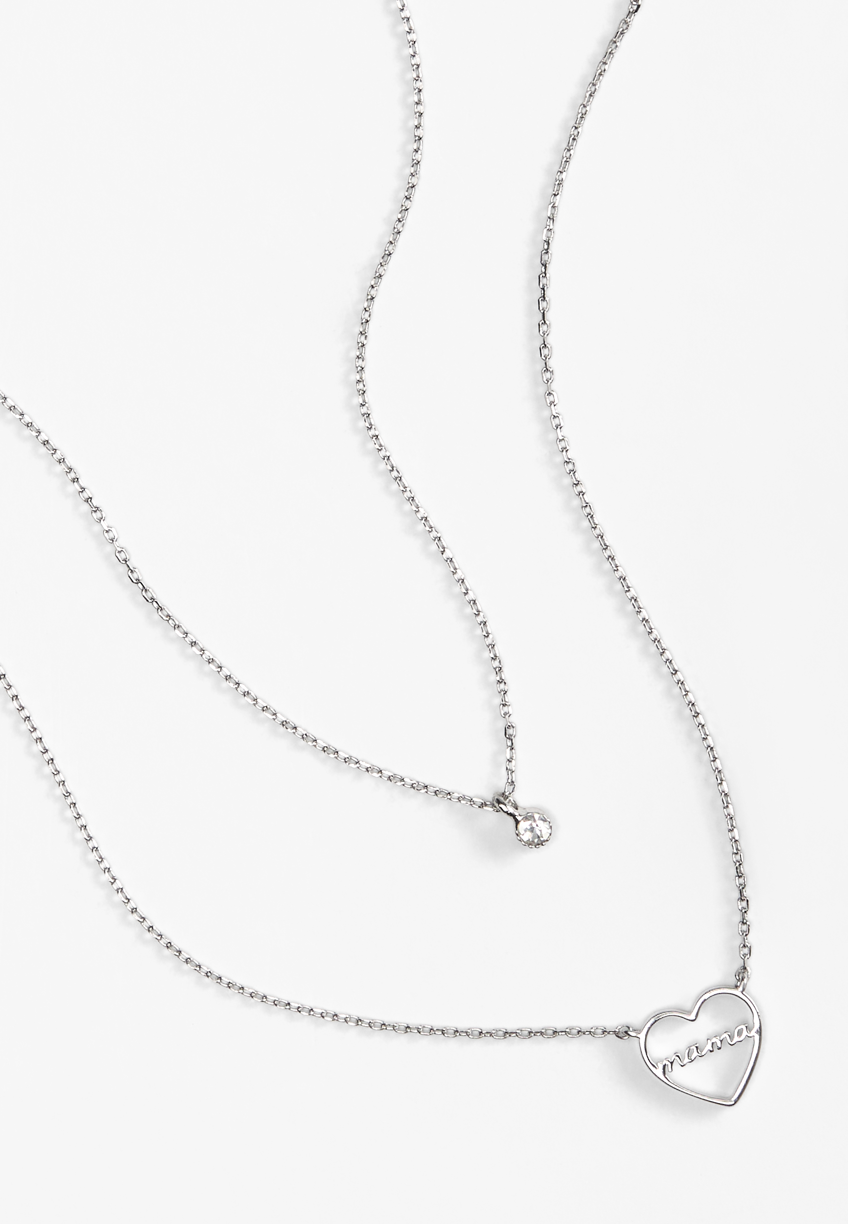 Silver 2 Piece Mama Necklace Box Set, SILVER, large