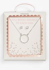 2 Piece Sparkle Necklace And Earring Box Set, C431, small