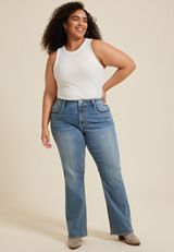 Plus Size Vigoss&reg; High Rise Faux Flap Pocket Bootcut Jean, MEDIUM SANDBLAST, small