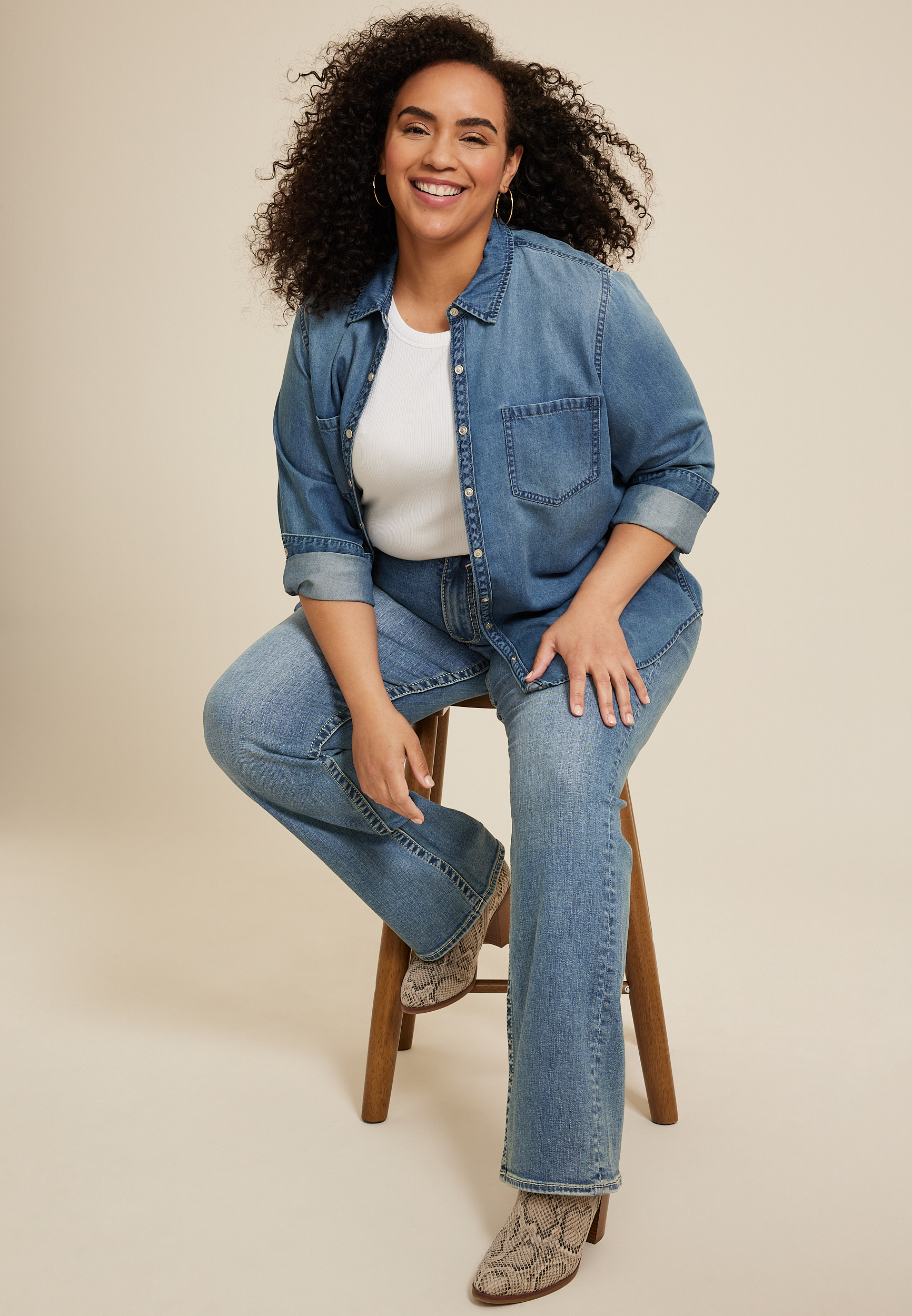 Plus Size Vigoss&reg; High Rise Faux Flap Pocket Bootcut Jean, MEDIUM SANDBLAST, large