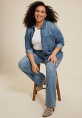 Plus Size Vigoss&reg; High Rise Faux Flap Pocket Bootcut Jean, MEDIUM SANDBLAST, small
