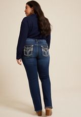 Plus Size Vigoss&reg; Mid Rise Studded Flap Slim Boot Jean, C258, small