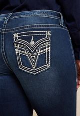 Plus Size Vigoss&reg; Mid Rise Studded Flap Slim Boot Jean, C258, small