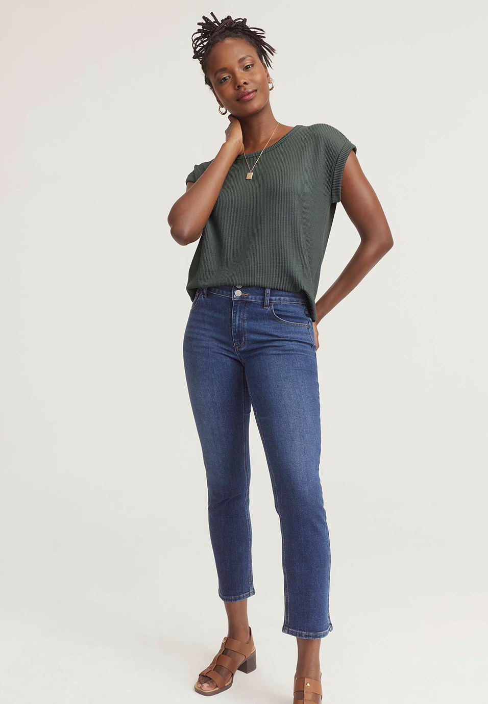 m jeans by maurices&trade; Curvy High Rise Slim Straight Ankle Jean, , large