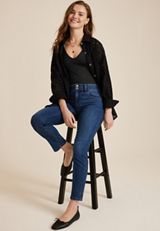 m jeans by maurices&trade; Curvy High Rise Slim Straight Ankle Jean, , small