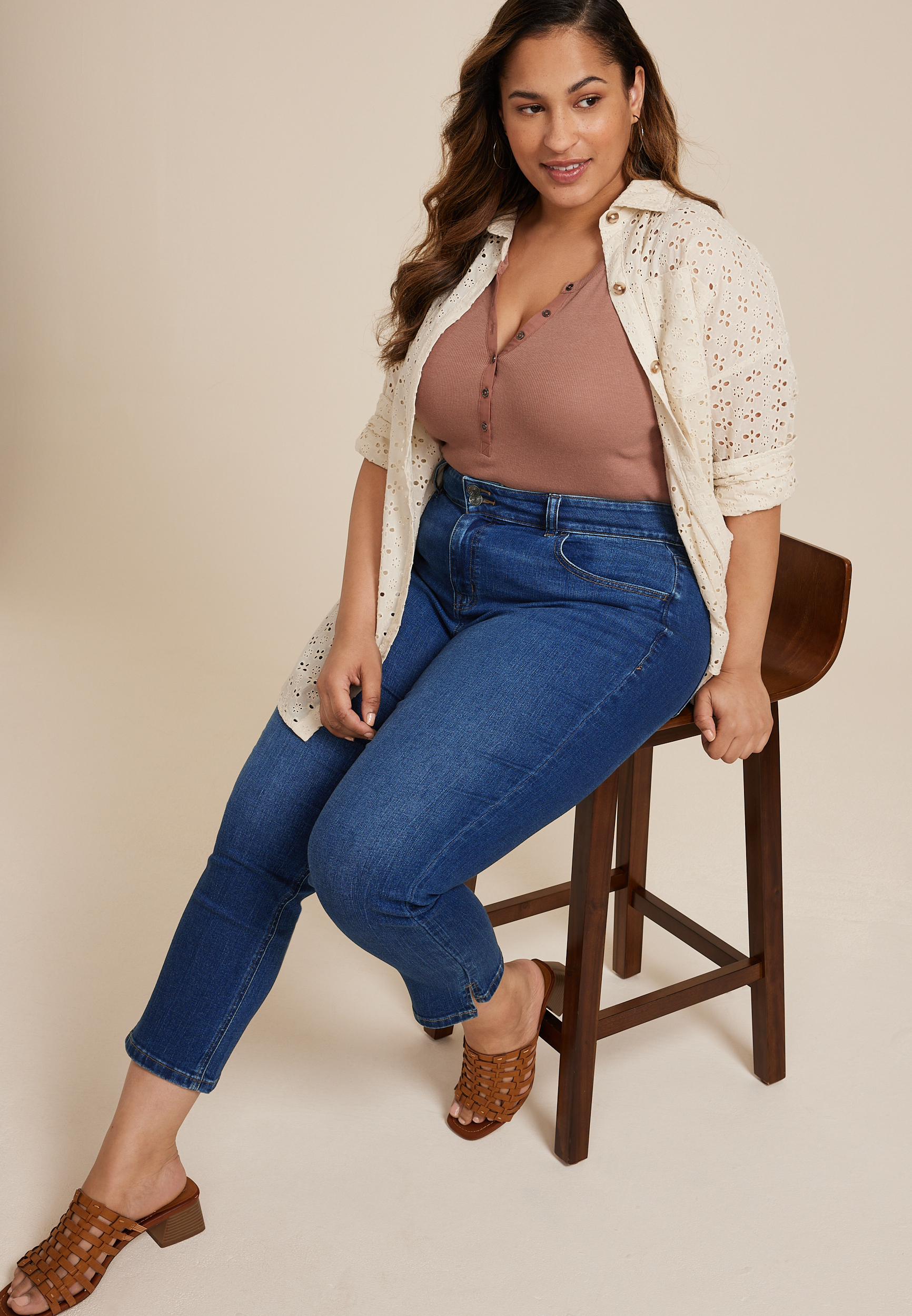 Plus Size m jeans by maurices&trade; Curvy High Rise Slim Straight Ankle Jean, C258, large