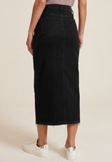 m jeans by maurices&trade; Black High Rise Button Fly Denim Maxi Skirt, , small