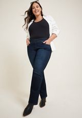 Plus Size m jeans by maurices&trade; Cool Comfort Crossover Pull On High Rise Barely Boot Jean, C258, small