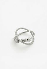 Silver Beaded Fidget Spinner Ring, SILVER, small