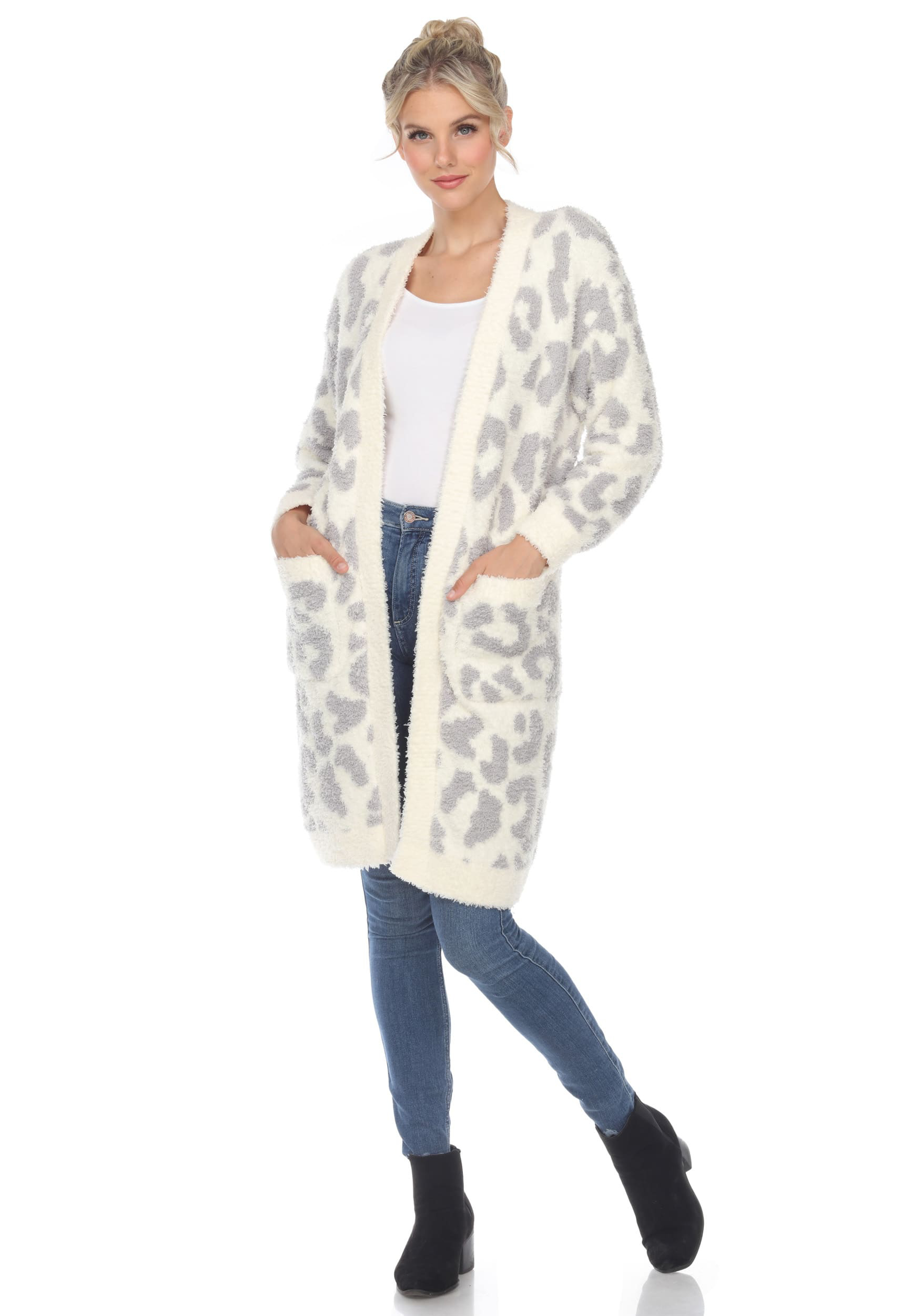 White Mark Leopard Print Sherpa Cardigan | maurices