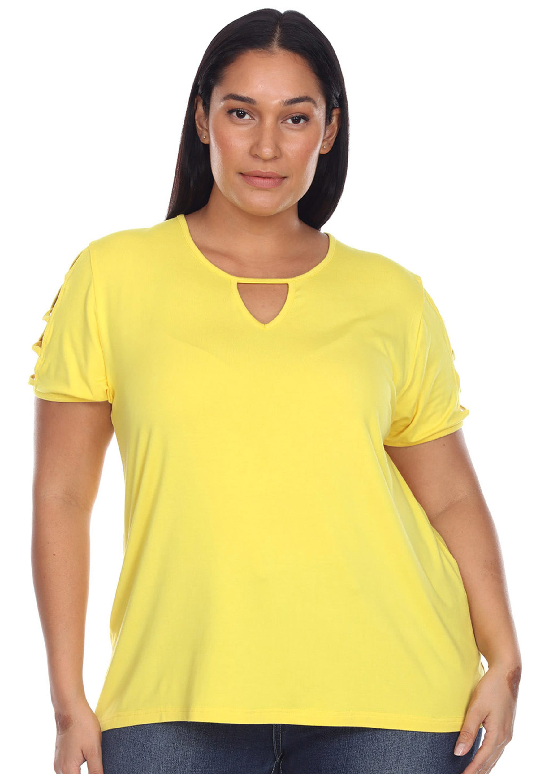 25 SSS-C {Good Feeling} Yellow V-Neck Top PLUS SIZE 1X 2X 3X in