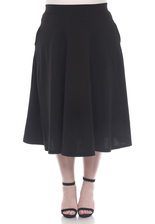 White Mark Plus Size Tasmin Flare Midi Skirt | maurices