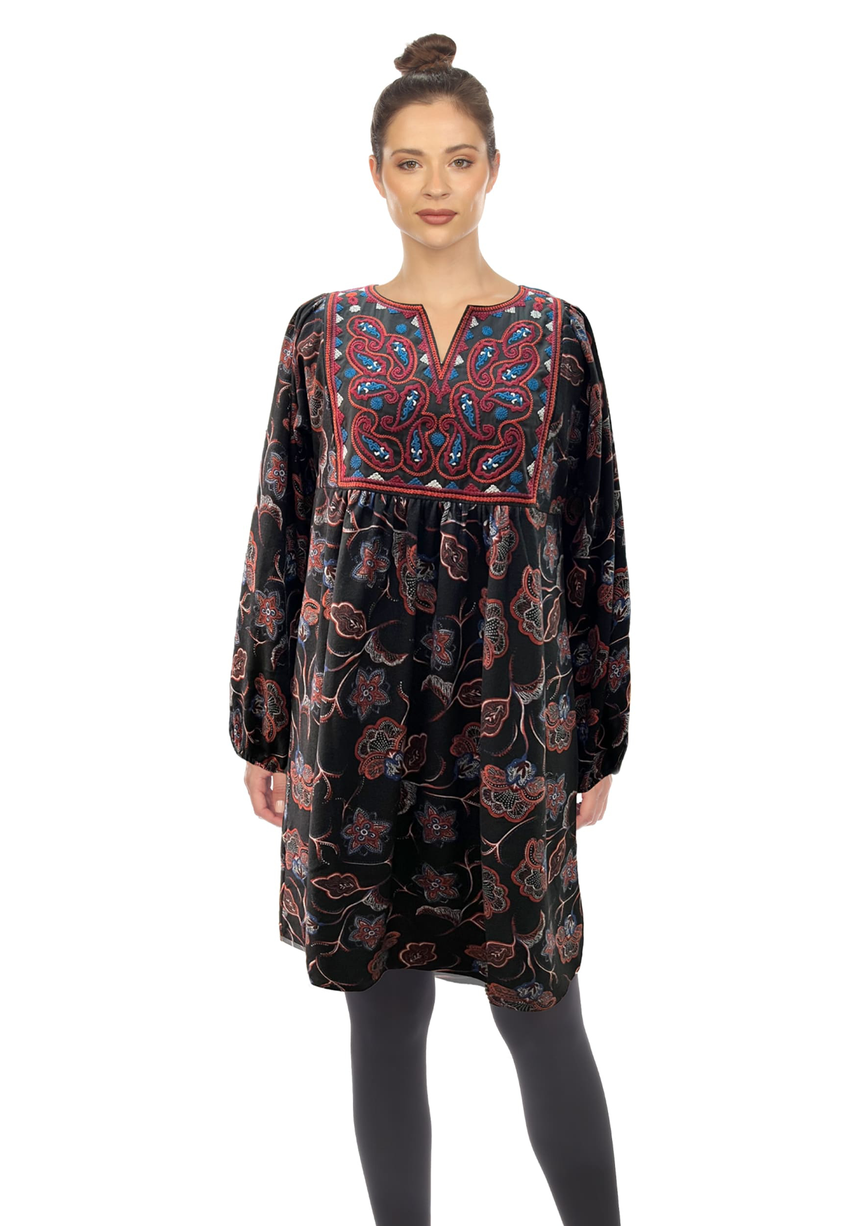 White Mark Womens Paisley Flower Embroidered Sweater Dress | maurices