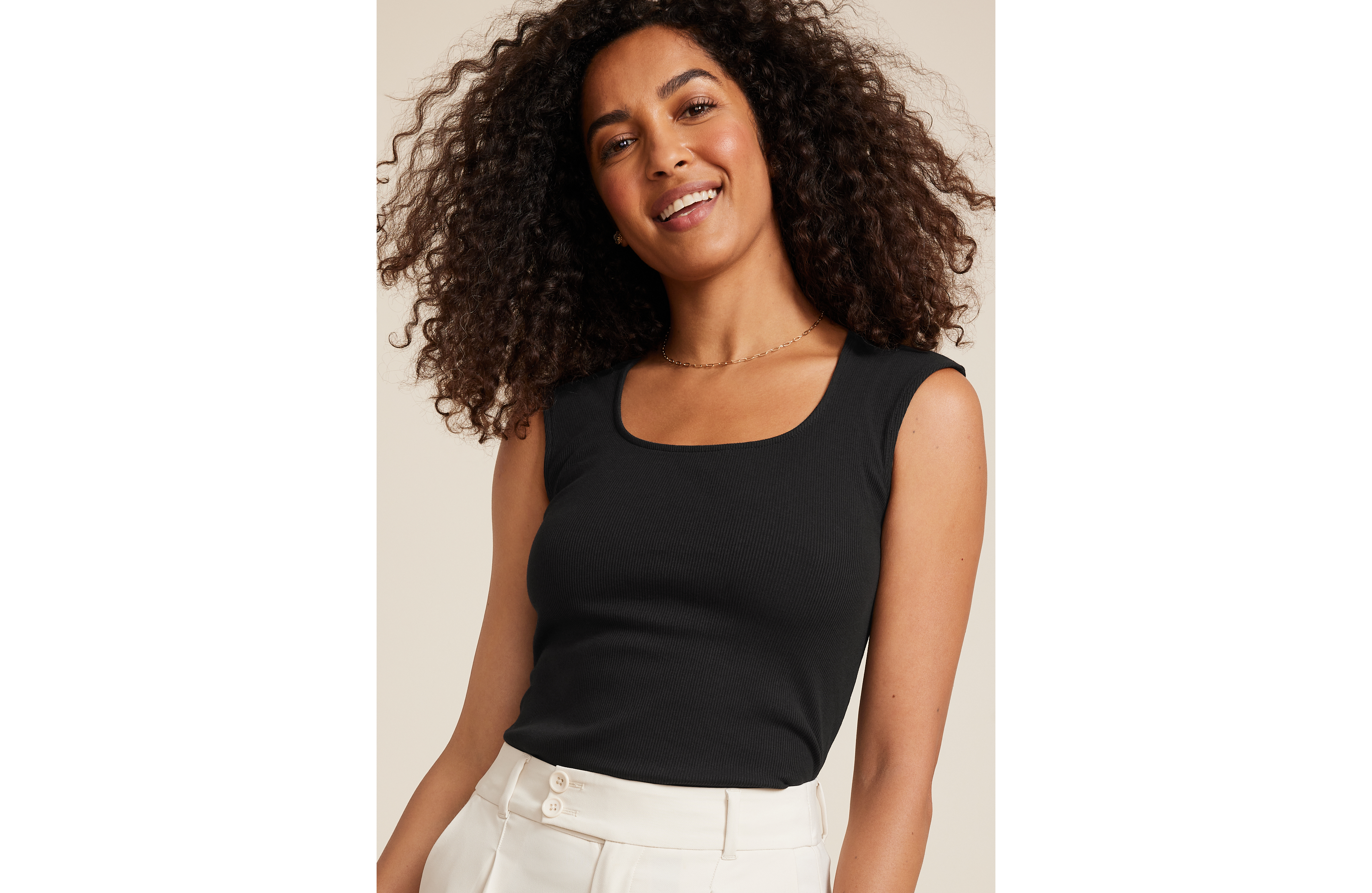 Ribbed Square Neck Tank Top