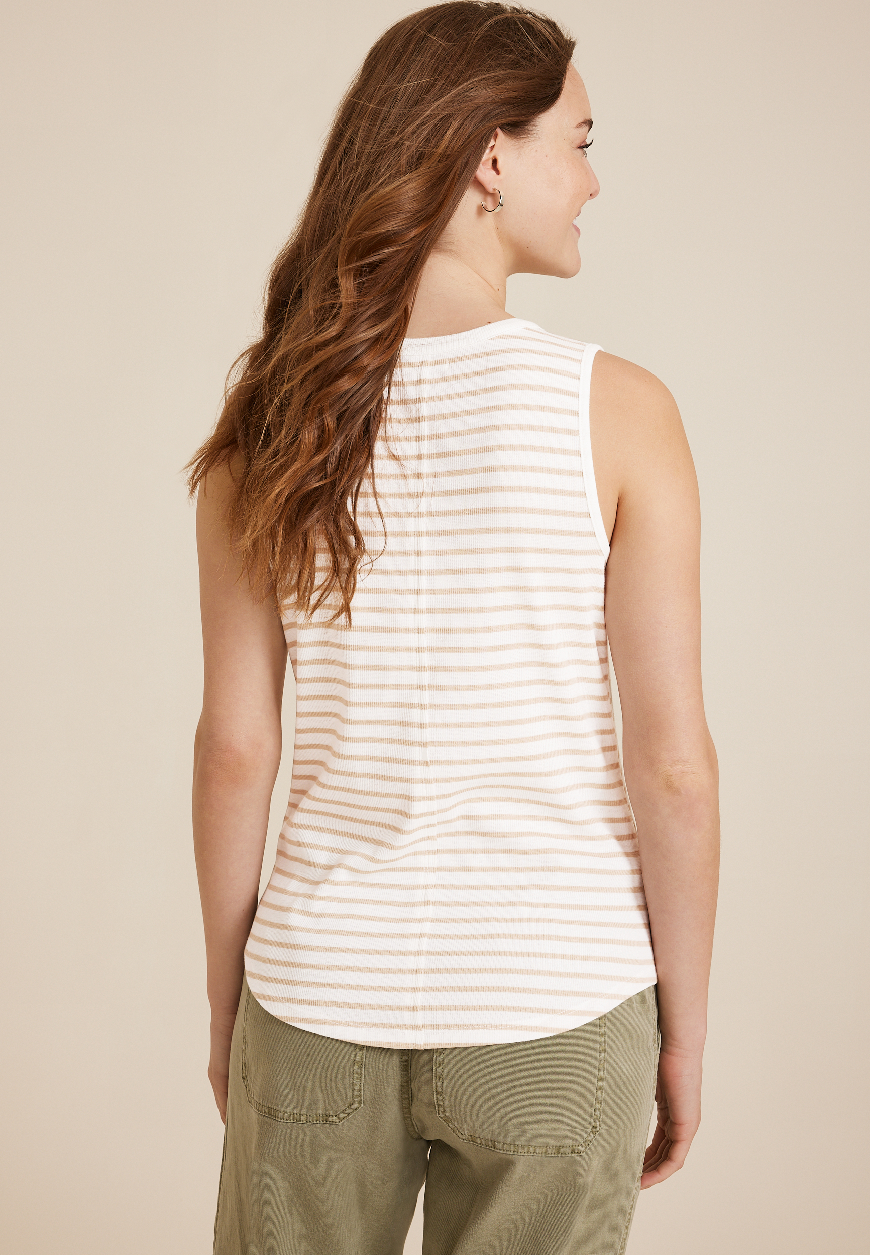 Henley Striped Tank Top, C5872, large