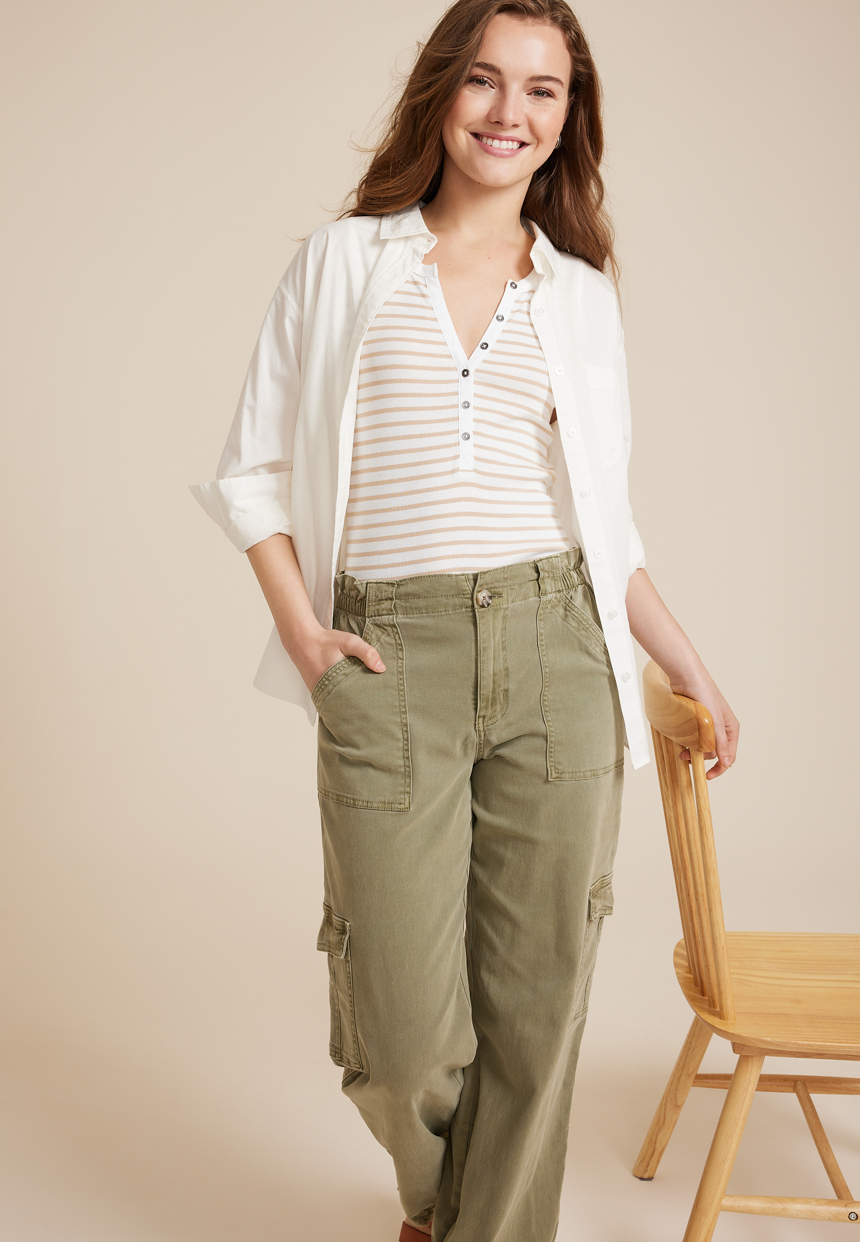 Henley Striped Tank Top, C5872, large