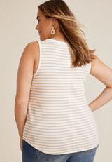 Plus Size Henley Striped Tank Top, C5872, small