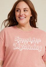 Plus Size Sunshine Mixed With Lightning Relaxed Fit Graphic Tee, C3343, small