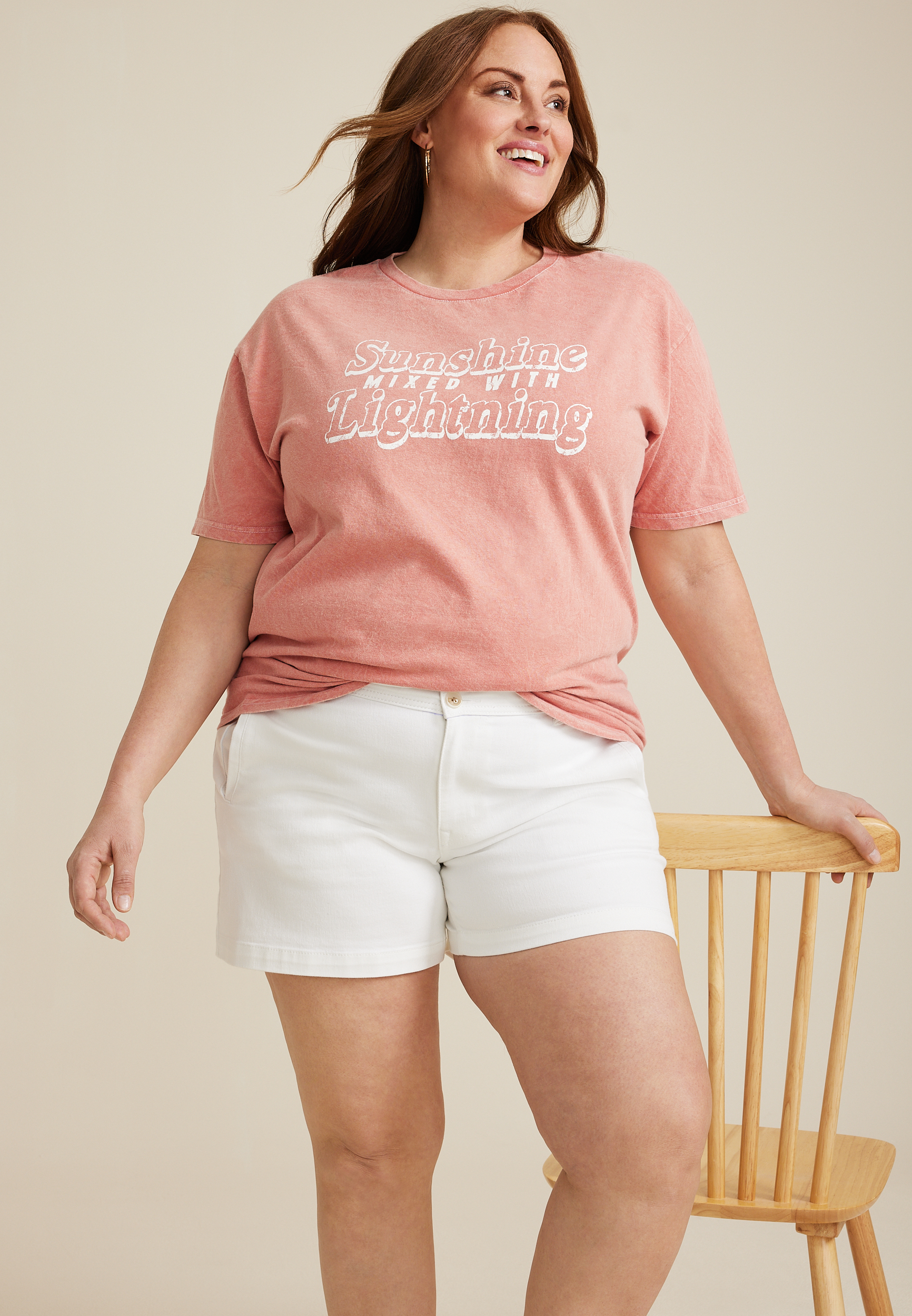 Plus Size Sunshine Mixed With Lightning Relaxed Fit Graphic Tee, C3343, large