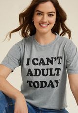 I Can't Adult Today Relaxed Fit Graphic Tee, C829, small