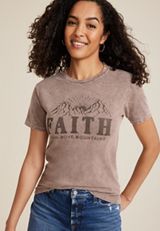 Faith Can Move Mountains Relaxed Fit Graphic Tee, MOCHA, small