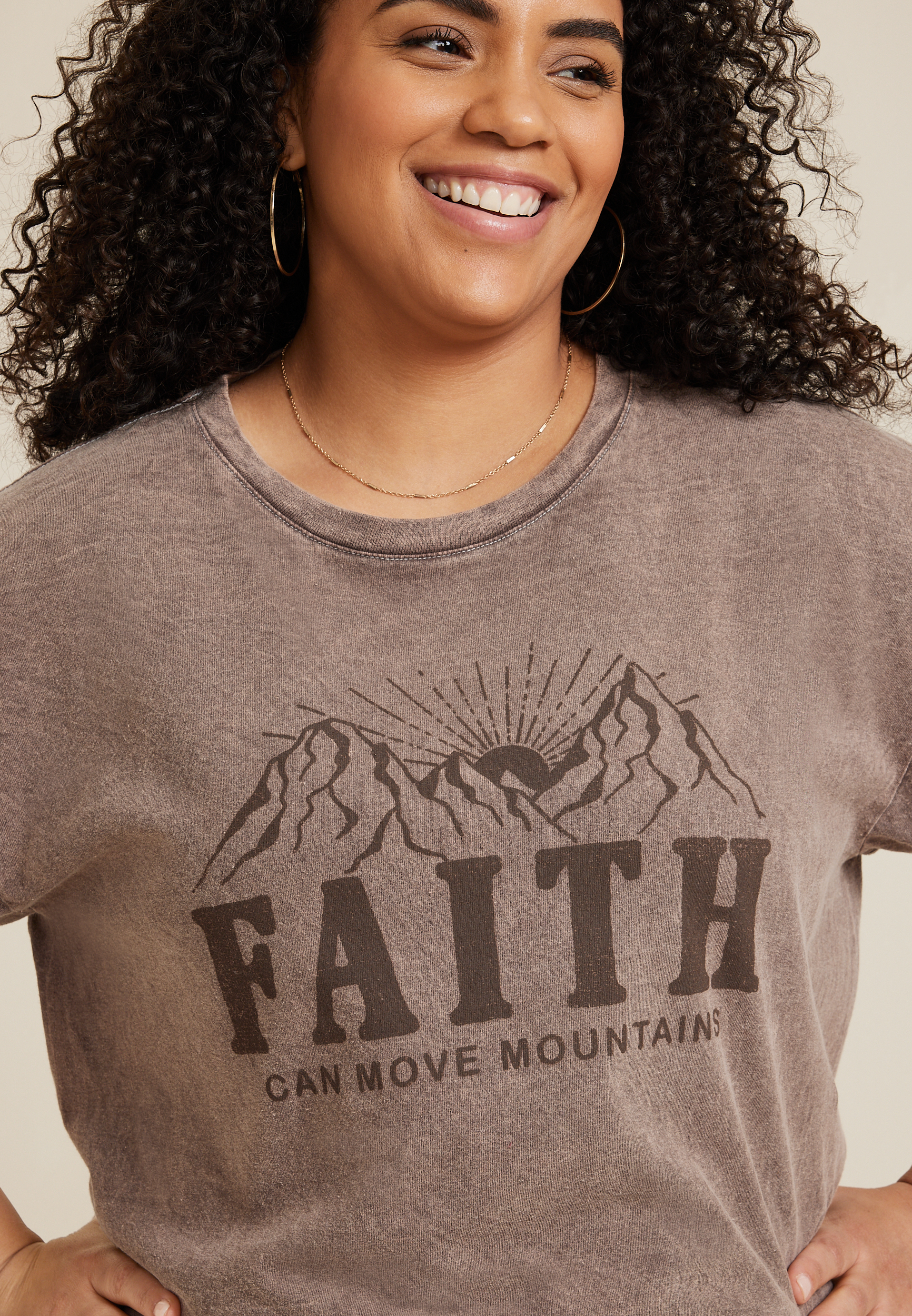 Plus Size Faith Can Move Mountains Relaxed Fit Graphic Tee, C2188, large