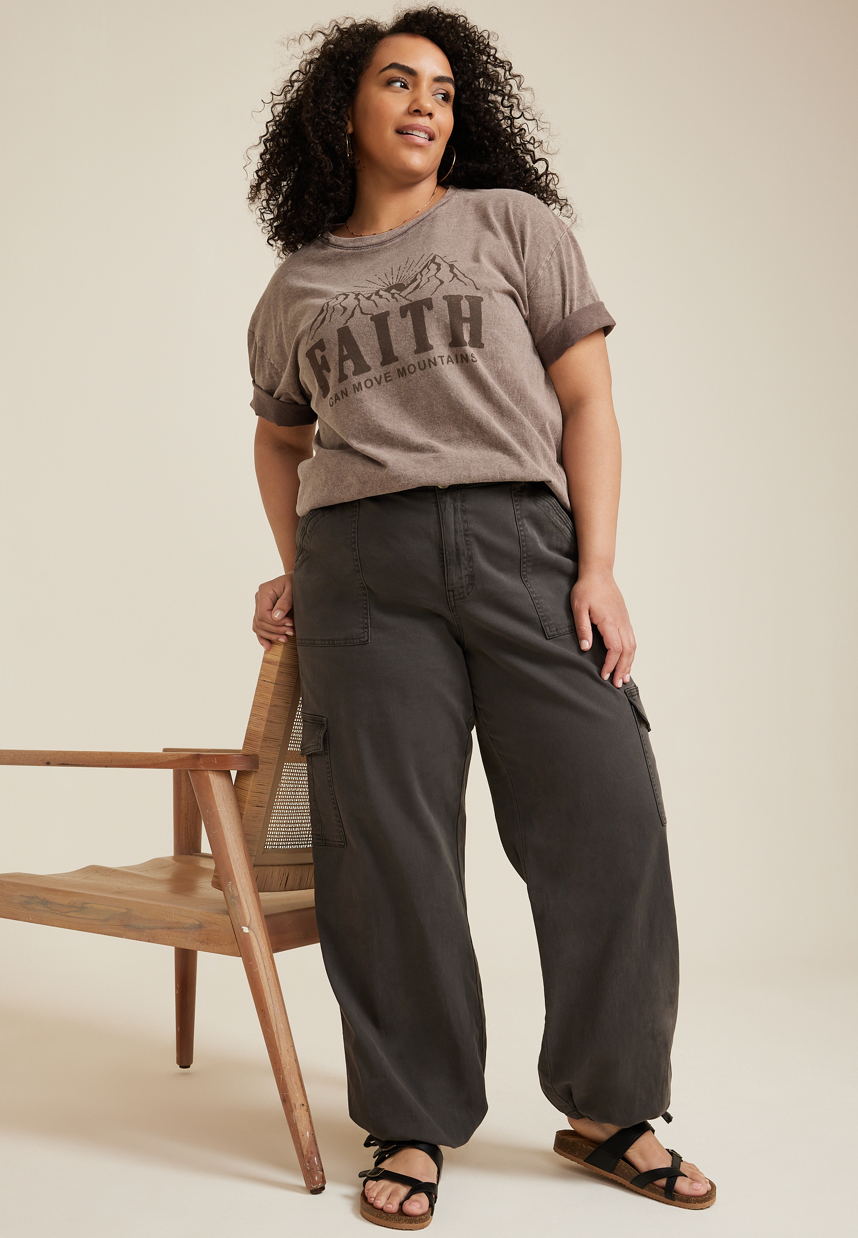 Plus Size Faith Can Move Mountains Relaxed Fit Graphic Tee, C2188, large