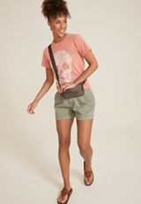 Floral Skull Relaxed Fit Graphic Tee, C3343, small