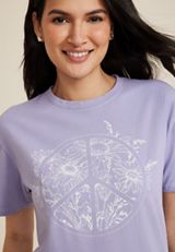 Floral Peace Relaxed Fit Graphic Tee, C81, small